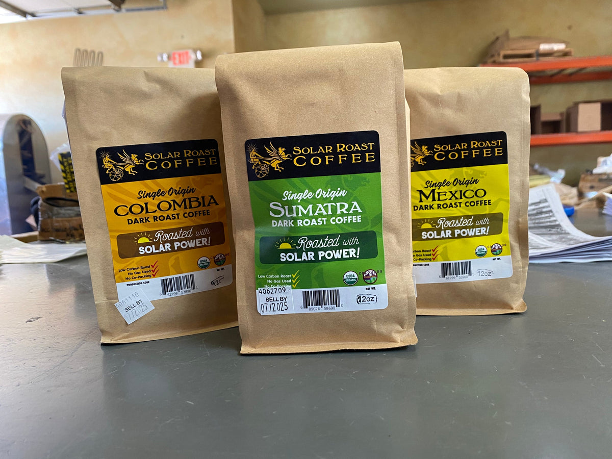 Solar Roast Dark Flight Sampler Organic Coffee 3 Pack - Solar Roast Coffee