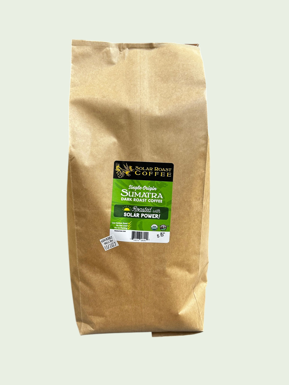 5# Bulk Organic Sumatra Coffee - Dark Roast - Solar Roast Coffee