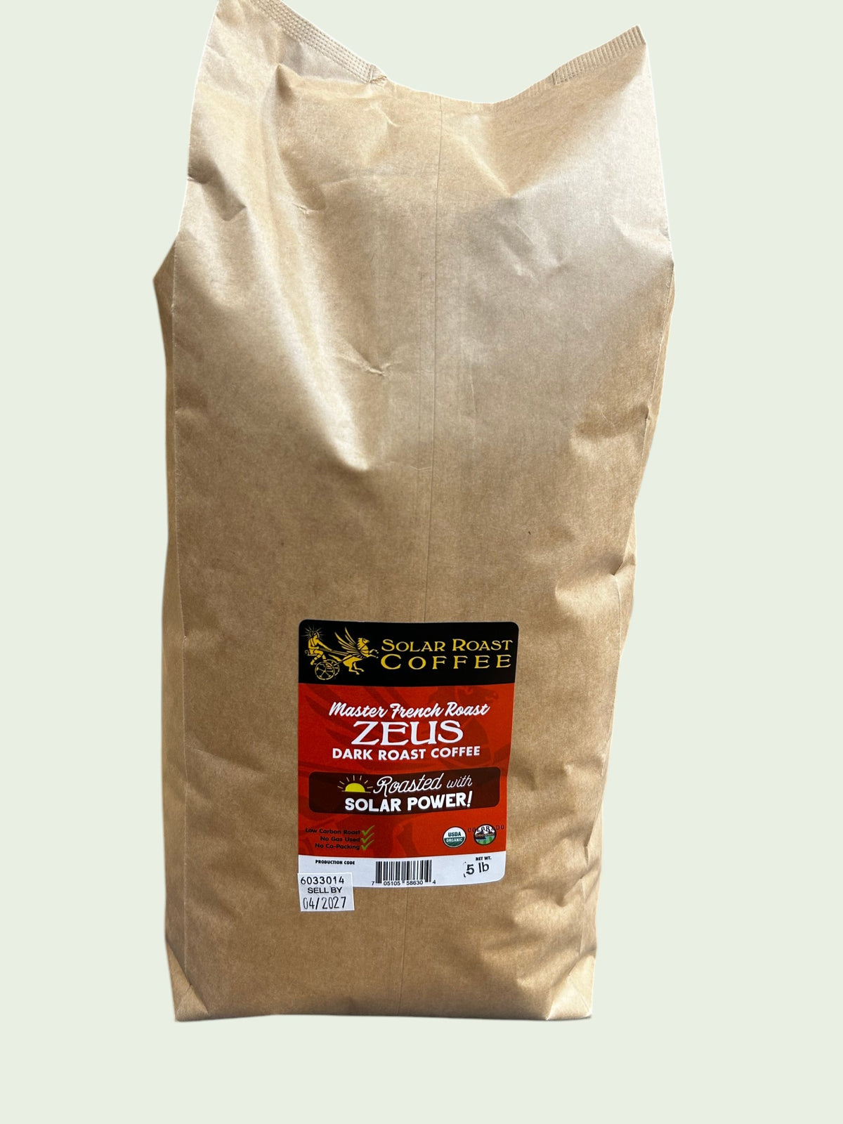 5# Bulk Organic French Roast Zeus - Dark Roast - Solar Roast Coffee